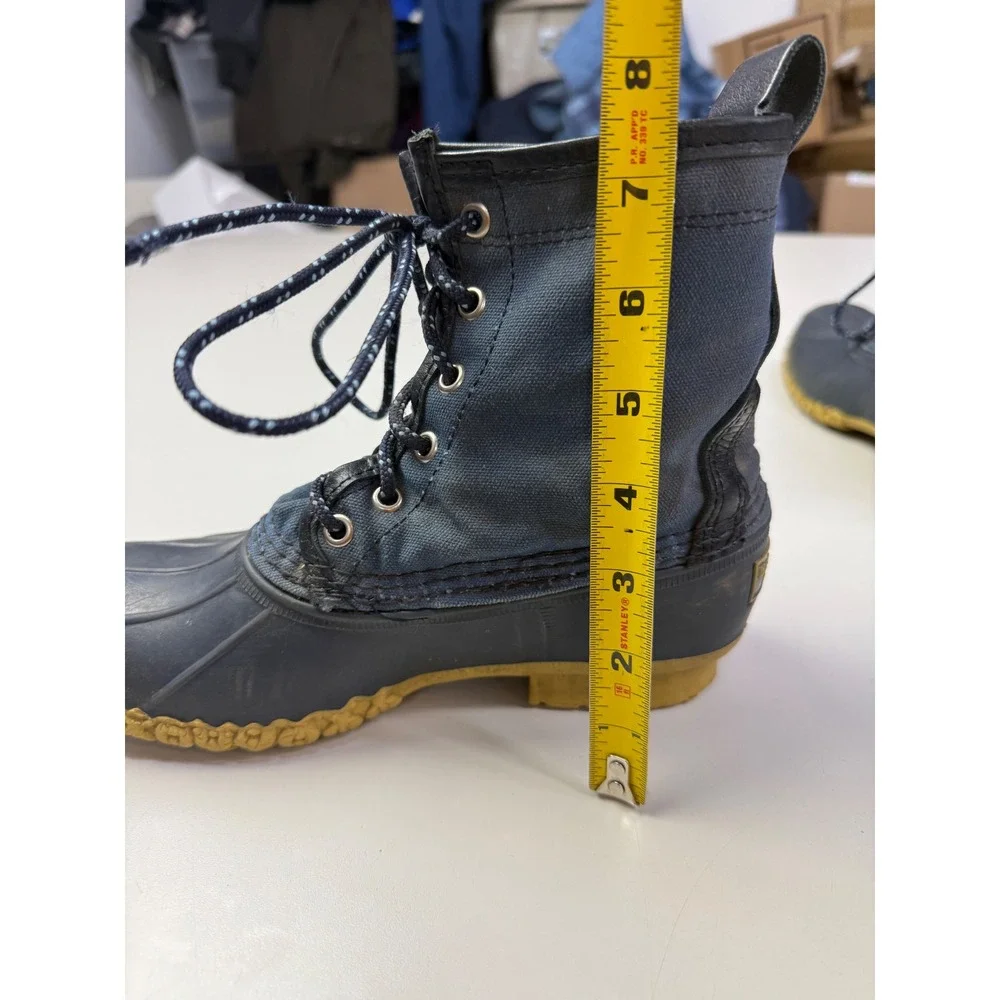 LL Bean Kids 4 M‎ Bean Boots Navy Blue Canvas Duck Boots Made in USA 503020